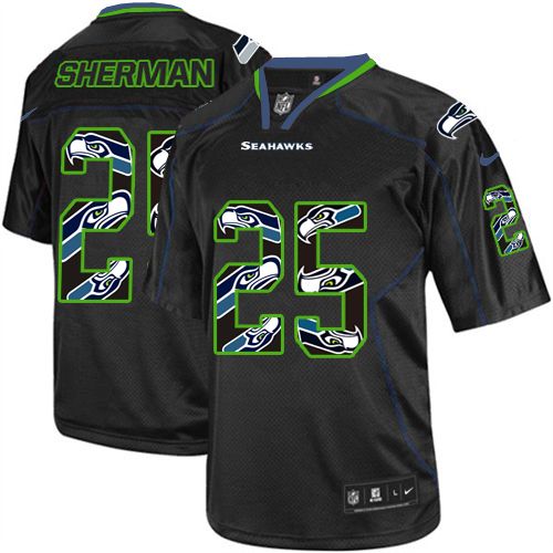 Youth Elite Richard Sherman Nike Jersey New Lights Out Black - #25 NFL Seattle Seahawks